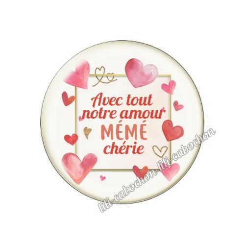 Cabochon résine a coller 25 mm mémé mi100
