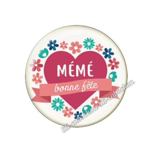 Cabochon résine a coller 25 mm mémé mi128