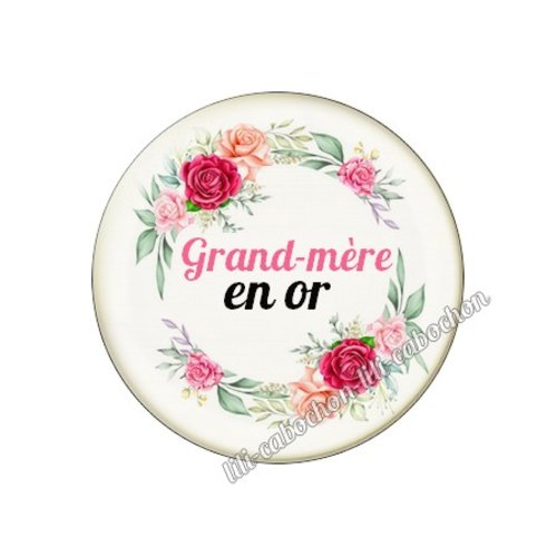 Cabochon résine a coller 25 mm grand-mère mi143