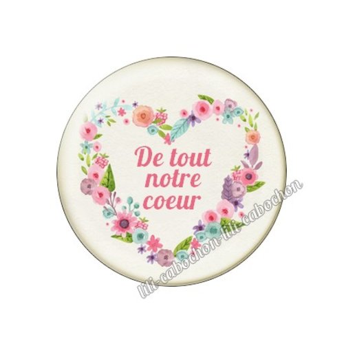 Cabochon résine a coller 25 mm texte amour mi152