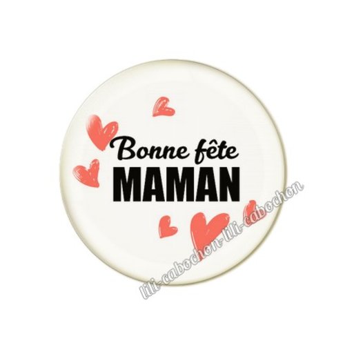 Cabochon résine a coller 25 mm texte maman mn2