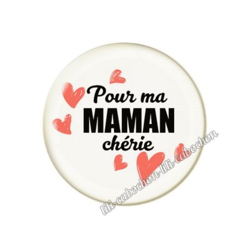 Cabochon résine a coller 25 mm texte maman mn3