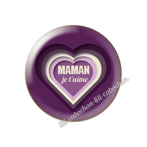 Cabochon résine a coller 25 mm texte maman mn6