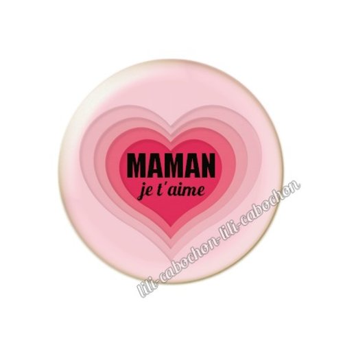Cabochon résine a coller 25 mm texte maman mn10