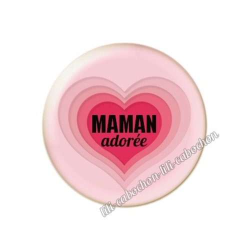 Cabochon résine a coller 25 mm texte maman mn11