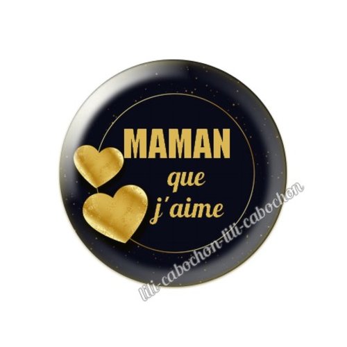 Cabochon résine a coller 25 mm texte maman mn13