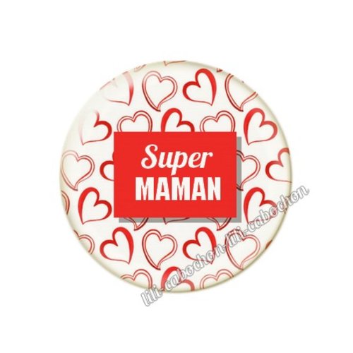 Cabochon résine a coller 25 mm texte maman mn21