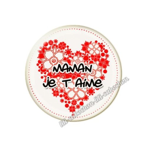 Cabochon résine a coller 25 mm texte maman mn23