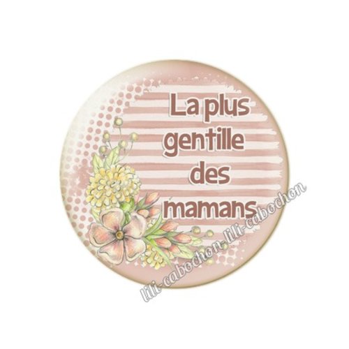Cabochon résine a coller 25 mm texte maman mn25