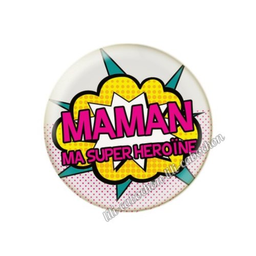 Cabochon résine a coller 25 mm texte maman mn28