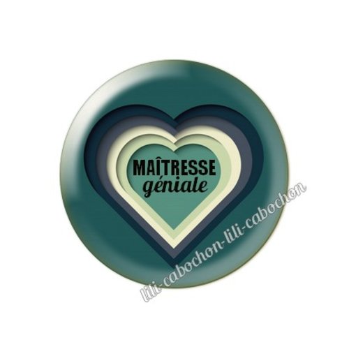 Cabochon résine a coller 25 mm texte maîtresse 38