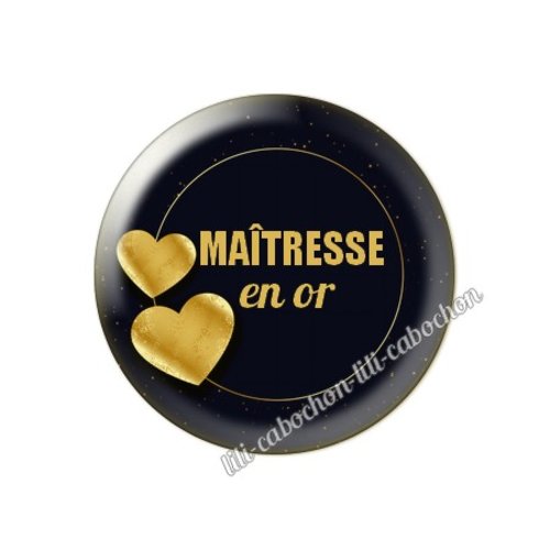 Cabochon résine a coller 25 mm texte maîtresse 39