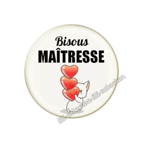 Cabochon résine a coller 25 mm texte maîtresse mai51
