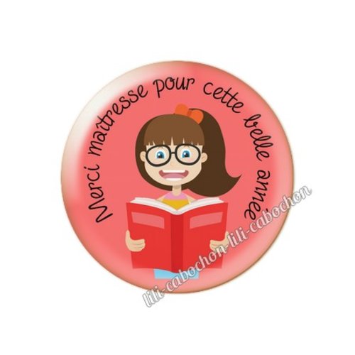 Cabochon résine a coller 25 mm texte maîtresse mai66