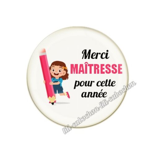 Cabochon résine a coller 25 mm texte maîtresse mai68