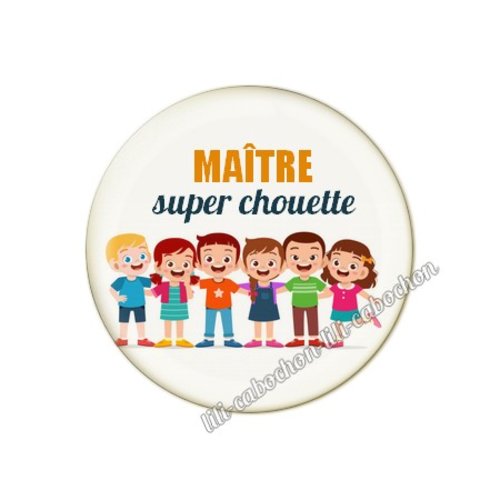 Cabochon résine a coller 25 mm texte maître mai71