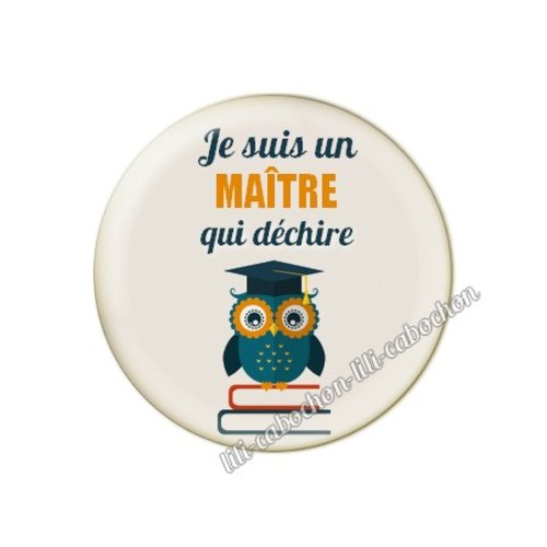 Cabochon résine a coller 25 mm texte maître mai73