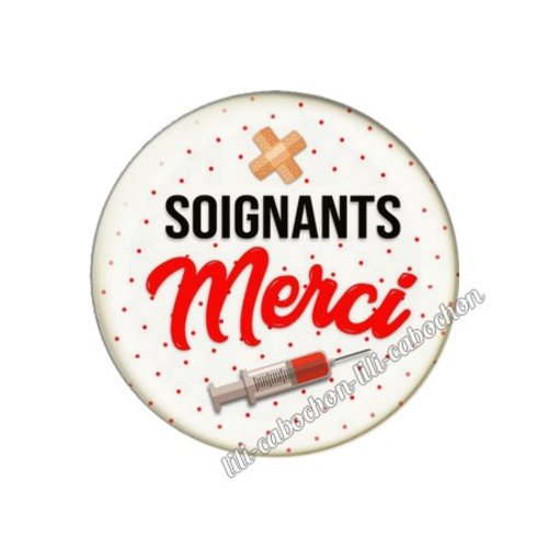 Cabochon résine a coller 25 mm merci héros soignant inf2