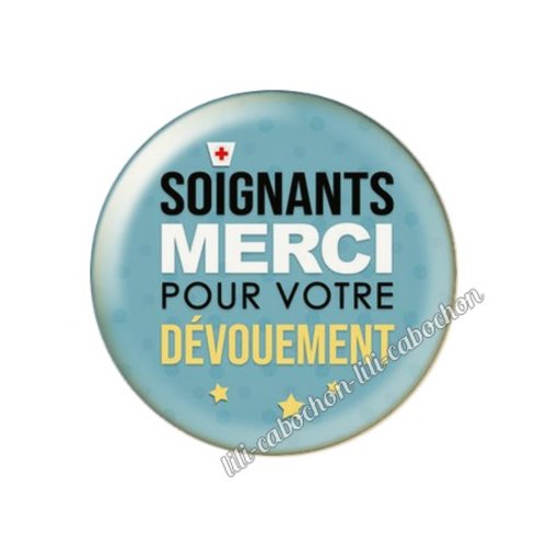 Cabochon résine a coller 25 mm merci héros soignant inf3