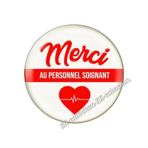 Cabochon résine a coller 25 mm merci héros soignant inf4