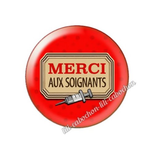 Cabochon résine a coller 25 mm merci héros soignant inf5