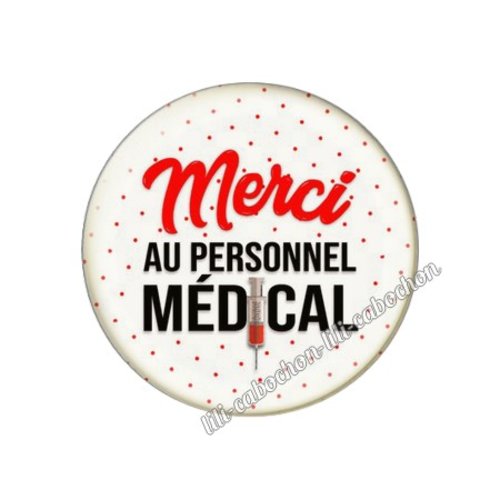 Cabochon résine a coller 25 mm merci héros soignant inf8