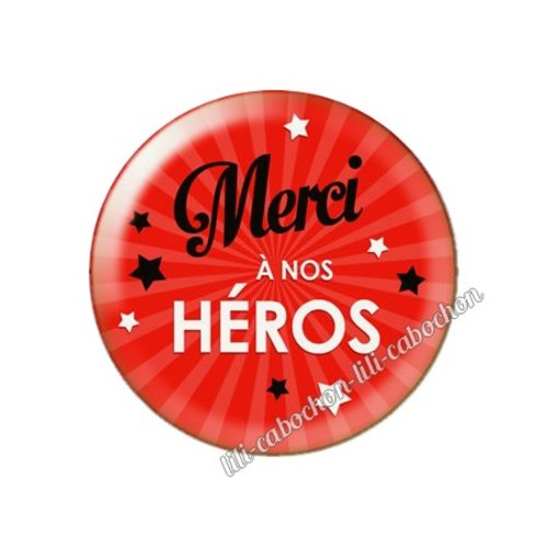 Cabochon résine a coller 25 mm merci héros soignant inf9