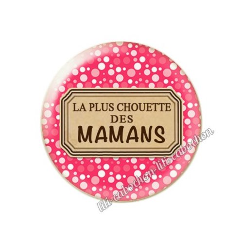 Cabochon résine a coller 25 mm texte maman fm5