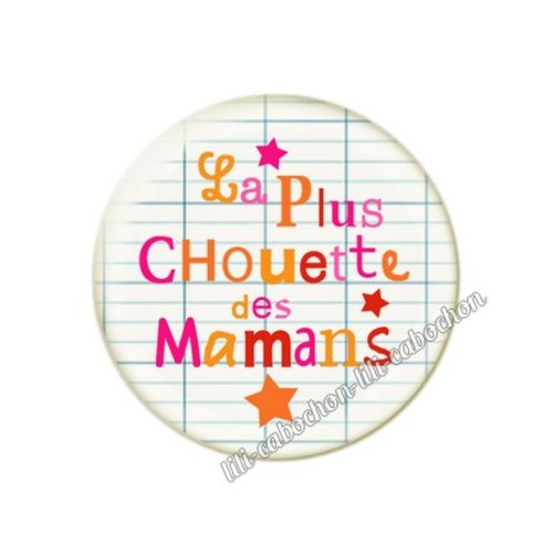 Cabochon résine a coller 25 mm texte maman fm8