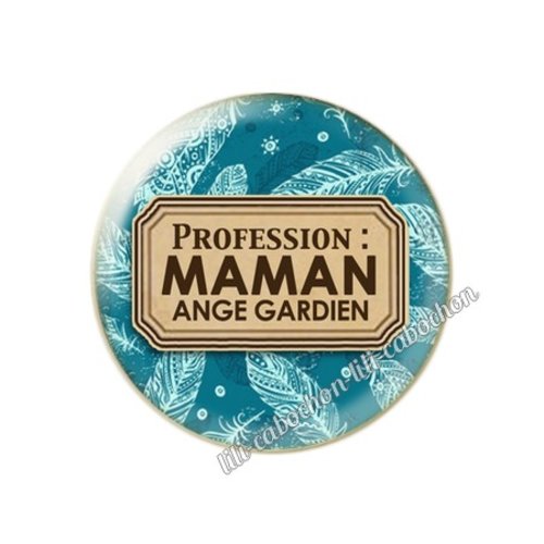 Cabochon résine a coller 25 mm texte maman fm13
