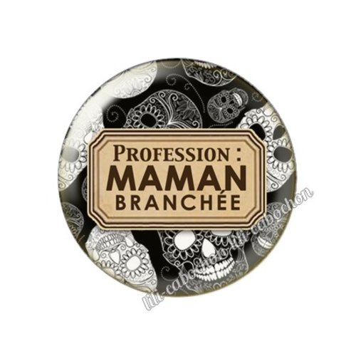 Cabochon résine a coller 25 mm texte maman fm14