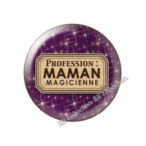 Cabochon résine a coller 25 mm texte maman fm16