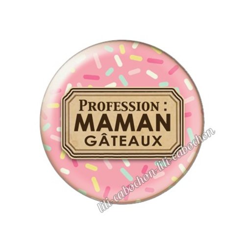 Cabochon résine a coller 25 mm texte maman fm17