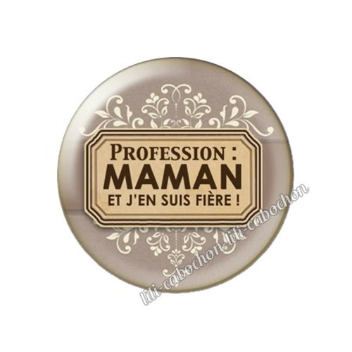 Cabochon résine a coller 25 mm texte maman fm18