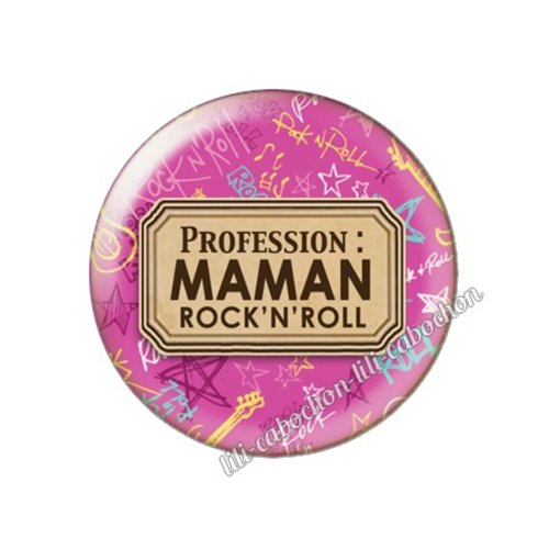 Cabochon résine a coller 25 mm texte maman fm23