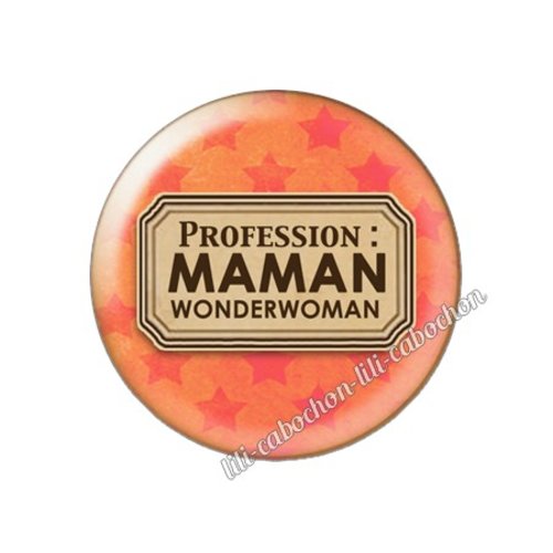 Cabochon résine a coller 25 mm texte maman fm24