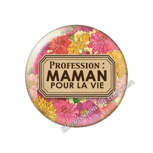 Cabochon résine a coller 25 mm texte maman fm27