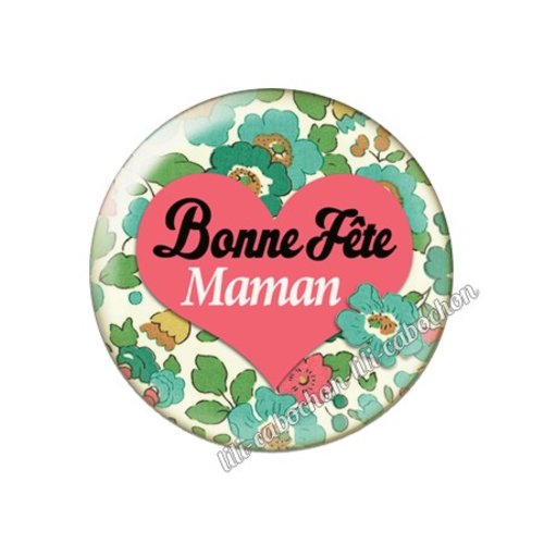 Cabochon résine a coller 25 mm texte maman fm29