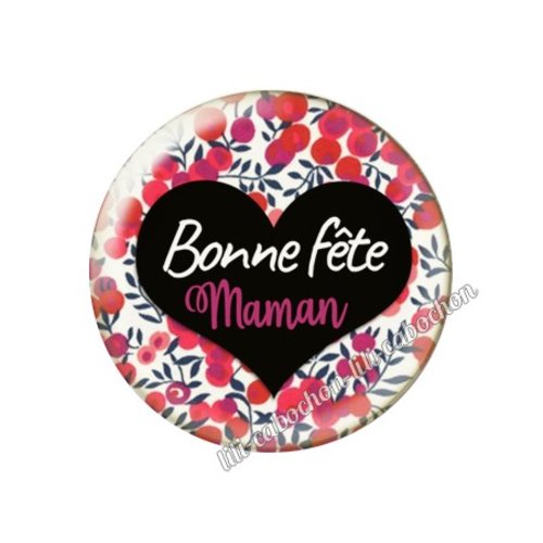 Cabochon résine a coller 25 mm texte maman fm32