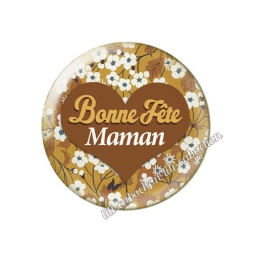 Cabochon résine a coller 25 mm texte maman fm37