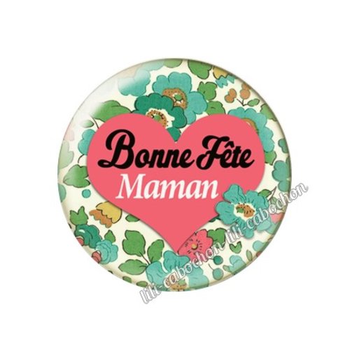 Cabochon résine a coller 25 mm texte maman fm41