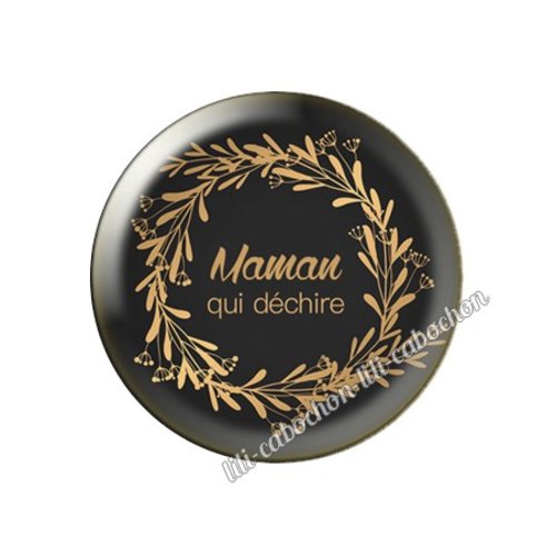 Cabochon résine a coller 25 mm texte maman fm45