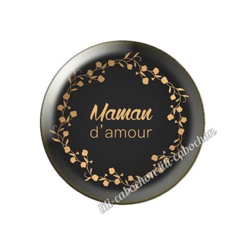 Cabochon résine a coller 25 mm texte maman fm47