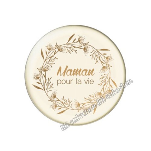 Cabochon résine a coller 25 mm texte maman fm48