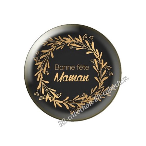 Cabochon résine a coller 25 mm texte maman fm51