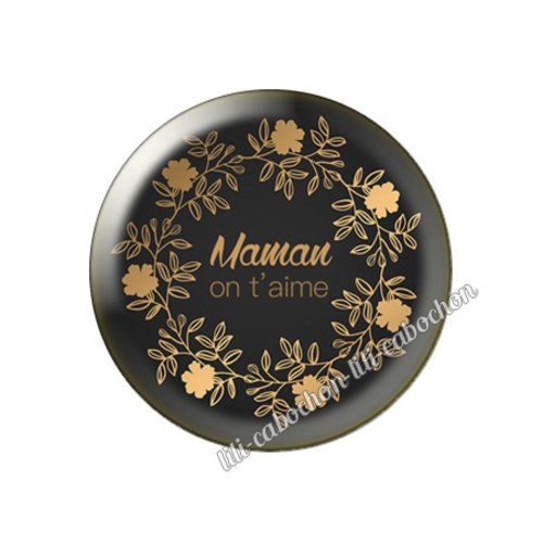 Cabochon résine a coller 25 mm texte maman fm53