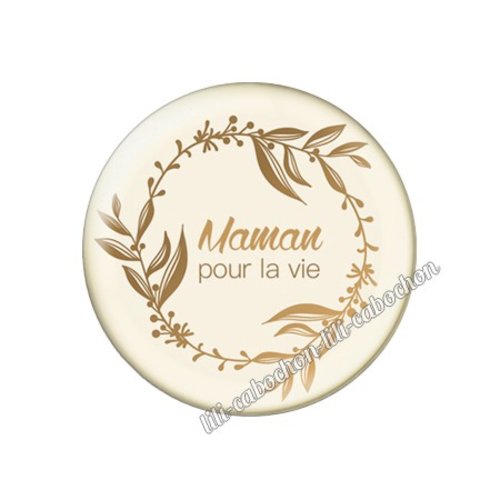 Cabochon résine a coller 25 mm texte maman fm54