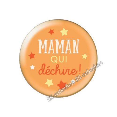 Cabochon résine a coller 25 mm texte maman fm70
