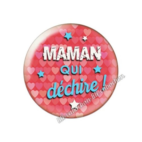 Cabochon résine a coller 25 mm texte maman fm71