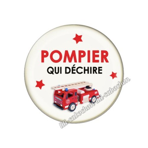 Cabochon résine a coller 25 mm pompier fm97